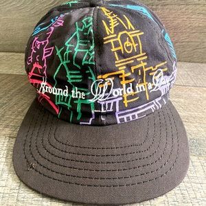 Vintage Epcot Snapback Around The World In A Day Black USA goofy's hat company